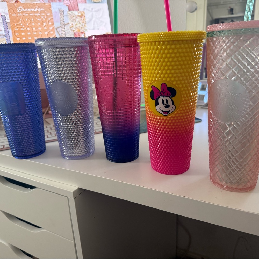 Colorful Starbucks and Disney Tumblers Set